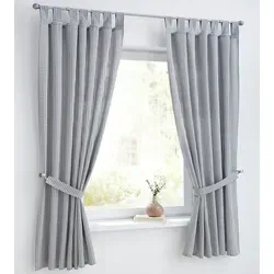 Cottage Vorhang und Raffhalter - Weiß Grau Kariert - Landhaus-Gardine aus 100% Baumwolle, blickdicht für optimalen Sicht- und Sonnenschutz. Pflegeleicht und einfach zu montieren mit Schlaufen, ideal für Küche oder Wohnraum.