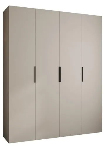 MEBLE KRYSPOL Como 4 Schrank mit 4 Türen - Kleiderschrank - Garderobe - Aufbewahrungsschrank für Schlafzimmer, Jugendzimmer, Kinderzimmer - 245,5x200x50cm - Kaschmir, Schwarz