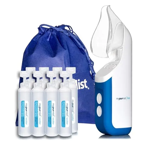 MYPURMIST FREE Tragbarer Dampfinhalator, Sofortiger Vaporisator & Luftbefeuchter, Selbstreinigend, Kabellos & Wiederaufladbar, Ultra-Reiner Heißdampf für Nasennebenhöhlen & Atemwohlbefinden