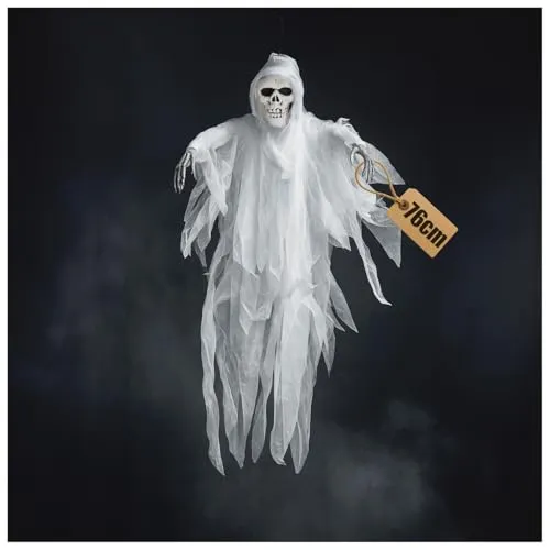 com-four® Horror-Geist für Halloween 76 cm - Deko-Skelett aus Kunststoff - Grusel-Gespenst für Mottopartys zum Aufhängen - schauriges Partyzubehör mit Schauder-Faktor (L - 1x Schwebegeist)