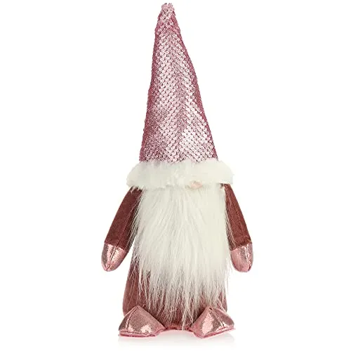 com-four® Rosa Weihnachts-Wichtel für die Weihnachtsdeko, winterliche Figur als Dekoartikel, niedlicher Kantenhocker als Raumschmuck oder Geschenk (1 Stück - M)