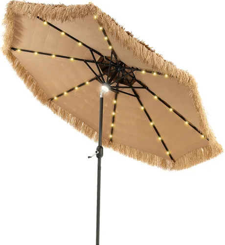 GOPLUS 270 cm Sonnenschirm Hawaii mit LED, neigbar