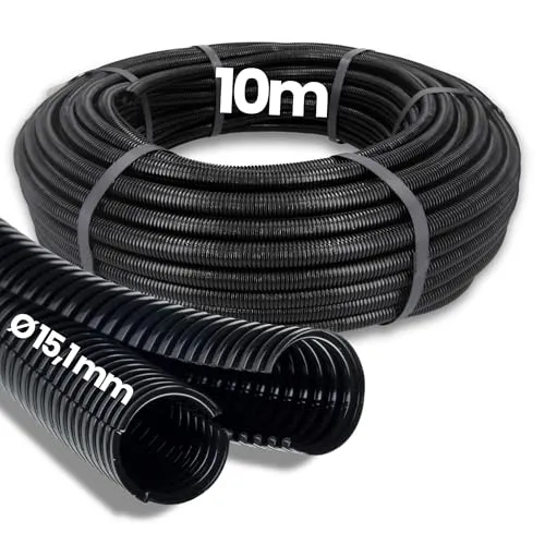 Meter Kalitec Wellrohr Twin NW 17 I Wellschlauch zweiteilig I Solarwellrohr I Marderschutzrohr I Leerrohr I Kabelschutz AD 21,3 mm ID 15,1 mm 10