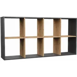 Malax Regal 2X4 Anthrazit/Artisan - Grau - Modernes 2X4 Regal in Anthrazit/Artisan, ideal für Bücher und Spielzeug. Schlichte Eleganz mit glatten Seiten und einfacher Montage für ein aufgeräumtes Zuhause.
