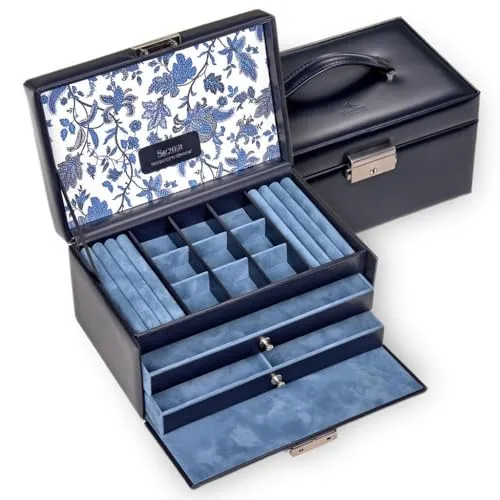 SACHER Schmuckkasten Elly florage/navy (Leder)