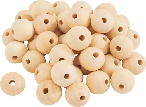 VBS XXL Holzkugeln durchgebohrt 2-5 cm geschliffen Holz Bastelkugeln Holzkugel Set Bastelbedarf Holzperlen DIY Deko Ø 20 mm, 50 Stück