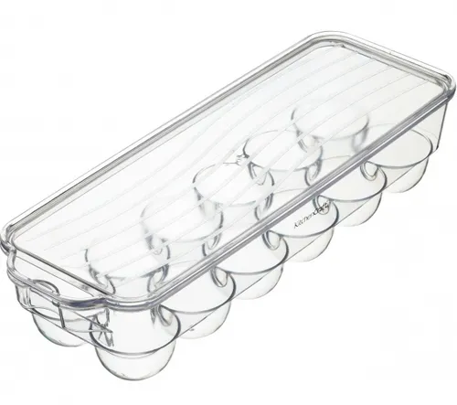 KitchenCraft Kühlschranksicherer Kunststoff-Eierhalter mit Deckel, 32,5 x 11,5 cm (13