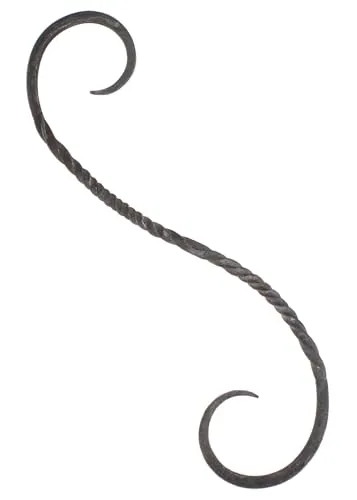 Ulfberth - S Haken tordiert aus geschmiedetem Eisen 29 cm, Allzweckhaken, handgeschmiedet, Blumenampel, rustikal, Mittelalter, Wikinger, LARP, Aufhängen, Lagerküche, Garderobenhaken