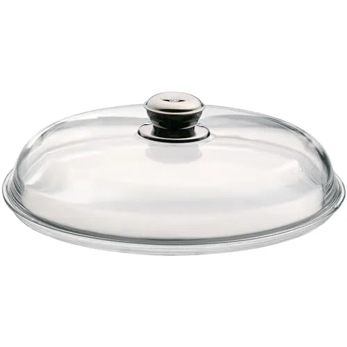 WMF Glas-Pfannendeckel 32 cm - Praktischer Deckel für 32er Pfannen, hitzebeständig bis 180°C und spülmaschinengeeignet – ideal zum Energiesparen und als Spritzschutz beim Braten.