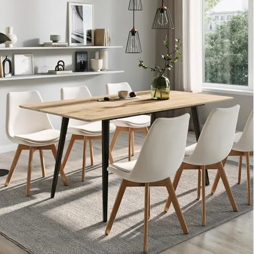 Home Collective Ausziehbarer Esstisch für 4-6 Personen - Moderner Esstisch mit cleverem Ausziehmechanismus von 120 cm auf 160 cm, ideal für gesellige Abende. Pflegeleichte Holzoptik und stabile Metallbeine sorgen für Stil und Standfestigkeit.