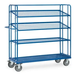 Fetra Etagenwagen 4495 - 4 Etagen, Tragkraft 500kg - Robuster Etagenwagen mit 4 verstellbaren Böden für Lager und Werkstatt, ideal für flexible Einsatzmöglichkeiten. Made in Germany, maximale Tragkraft von 500 kg.