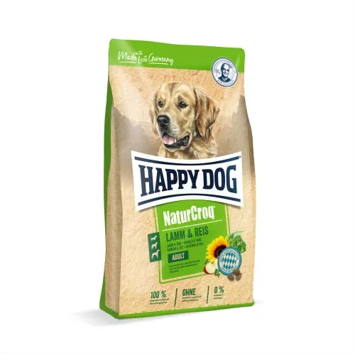 Happy Dog NaturCroq Lamm Reis Trockenfutter 15 kg - Hochwertige Ernährung für ausgewachsene Hunde, mit regionalen Kräutern und ohne künstliche Zusatzstoffe