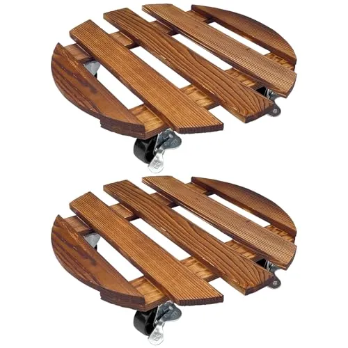 Lixiluxia Rollbrett Pflanzen Outdoor, Blumen Rollbrett, Pflanzenroller-Basis Bewegliche Struktur, Mobiler Untersatz für Blumentöpfe Aus Holz, Rollbarer Pflanzenständer, Robust, 80kg Gewichtskapazität