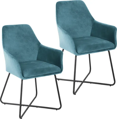 SVITA Esszimmersessel JOSIE DINING (Set, 2-St.) - Sessel im Set für stilvolle Esszimmer, gepolstert mit Armlehnen und edlem Samtbezug in Petrol, ideal für gemütliche Abende.