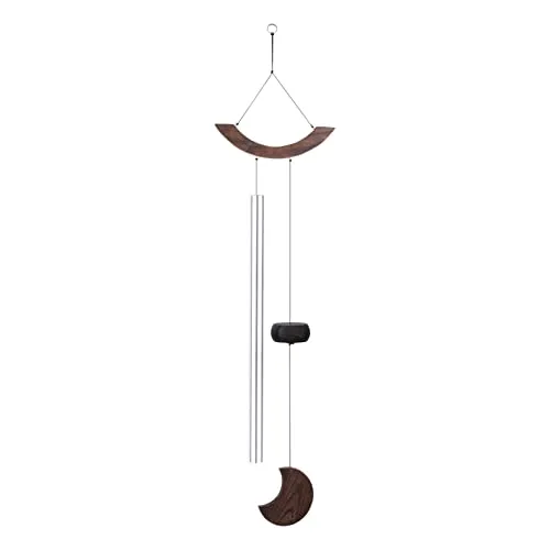 Sonic Energy Moon Meditation Chime – 125 cm, Silber – Windspiel mit einem Klangstab, Ton C5, 432 Hz – Dekoration für Haus, Studio, Garten (MMC49S)