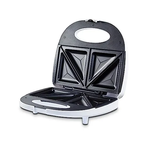 KHG Sandwichmaker weiß Kontaktgrill Toaster 700W mit Antihaftbeschichtung, Verriegelung & Kontrollleuchten Grill