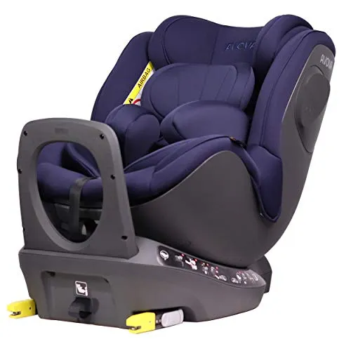 AVOVA Sperber-Fix i-Size Atlantic Blue | Drehbarer Premium-Kindersitz - ISOFIX-Kindersitz der Gruppe 0+, 1 für Kinder von 40 bis 105 cm. Um 360° drehbar für einfache Handhabung, sicherer Halt durch Stützbein und verstellbare Kopfstütze.