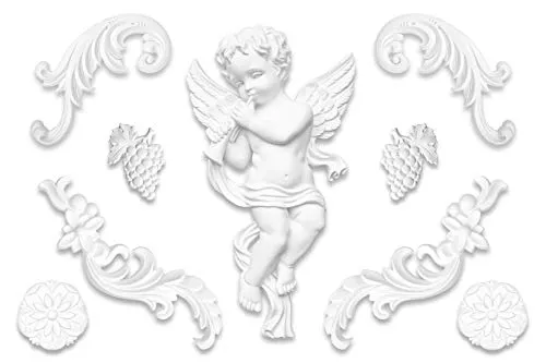 HEXIM Ornament aus PU - große Auswahl, 300x187mm Stuck, stoßfeste Deko schnitzerei - Verzierung für Wand und Decke (G2212) Wanddeko, Kunsthandwerk