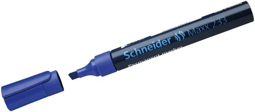 Schneider Maxx 233 Permanent-Marker mit Keilspitze (nachfüllbar, Cap-Off-Ink, Aluminiumschaft, 1 - 5 mm) 10er Packung blau