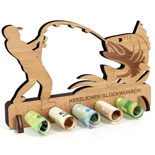 Geldgeschenk Holz für Angler