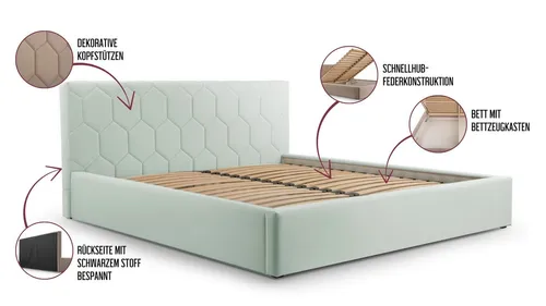 Möblo Polsterbett Mintgrün 140x200 cm in grün von MOEBLO