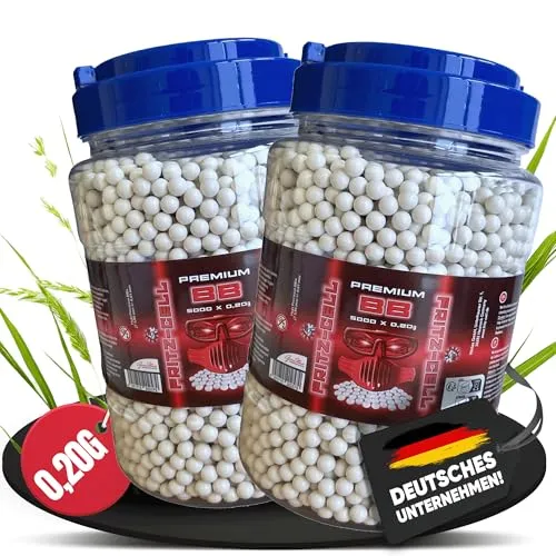 Airsoft Softair Kugeln Fritz-Cell Premium BBS 6 mm 0,20g 5000 Stück in praktischem Behälter 2 x