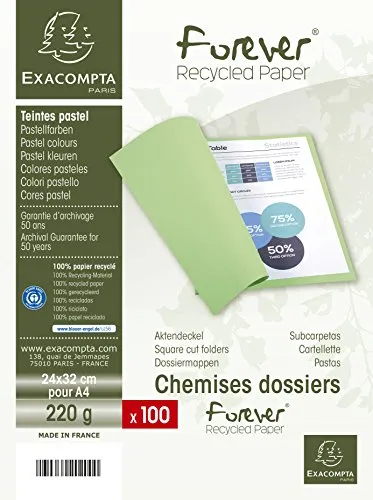 Exacompta Aktendeckel Forever, 100 Stück, rot - Praktische Packung mit 100 Aktendeckeln Forever von Exacompta. Robust und ideal für DIN A4 Dokumente. Aus recyceltem Karton mit blauer Engel Zertifizierung. Perfekt für eine effiziente Organisation im Büro oder zu Hause.