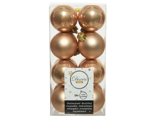 Kaemingk Weihnachtsbaumkugel, Weihnachtskugeln Kunststoff 4cm 16 Stück - Karamel