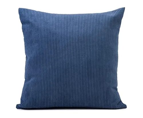 Gözze - Kissen Capri, Dekokissen in Feincord-Optik, Weiches Sofakissen mit Füllung, 100% Polyester, 45 x 45 cm - Dunkelblau