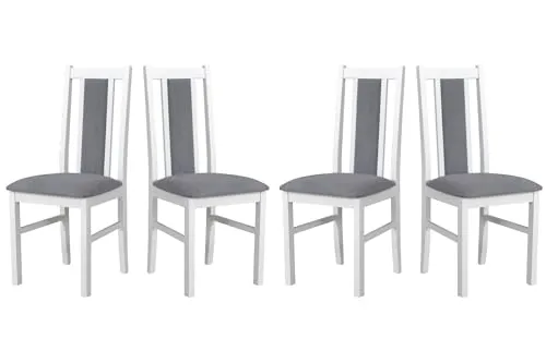 LeafDesign Esszimmerstühle Holz - Esszimmerstuhl 120 kg - Stuhl Buche Massiv - Stühle Esszimmer 4er Set - Holzstuhl - Esstischstühle - Küchenstühle 4er Set- Made in EU- BOS 14 Weiss SORO 90