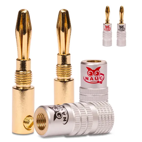 Bananenstecker 4mm NAUC 4x schraubbar vergoldet Lautsprecher Boxen Kabel Stecker