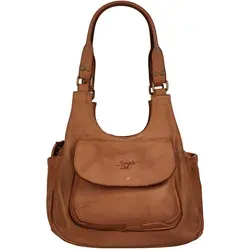 Umhängetasche SAMANTHA LOOK - Elegante Damen Leder Tasche - Umhängetasche aus 100% Rindleder, Made in Italy. Perfekt für den Alltag mit viel Stauraum und verstellbarem Schultergurt. Maße: 37cm x 18cm x 13cm, stilvolles Design in cognac.