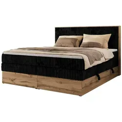 MKS MEBLE Boxspringbett WOOD CLASSIC KING, Doppelbett mit Stauraum - Betten mit 7-Zonen Taschenfederkern-Matratzen, wahlweise H3 oder H4, inklusive Topper für optimalen Schlafkomfort und praktischen Stauraum für Bettwäsche.