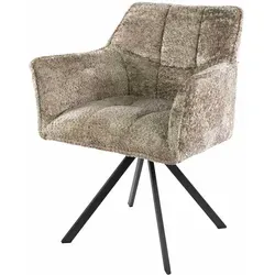2er-Set Armstuhl Retar – 360° drehbar, Teddy-Stoff, Sand - Elegante Küchen- und Esszimmerstühle mit drehbarem Design und stilvollen Steppnähten. Ideal für gemütliche Mahlzeiten und einladende Atmosphäre.