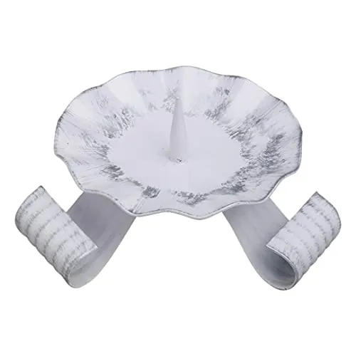 NKlaus Eisen-Dreifußleuchter weiß/Silber Altarleuchter H: 10cm Kerzenhalter mit Dorn Linienstruktur 10746