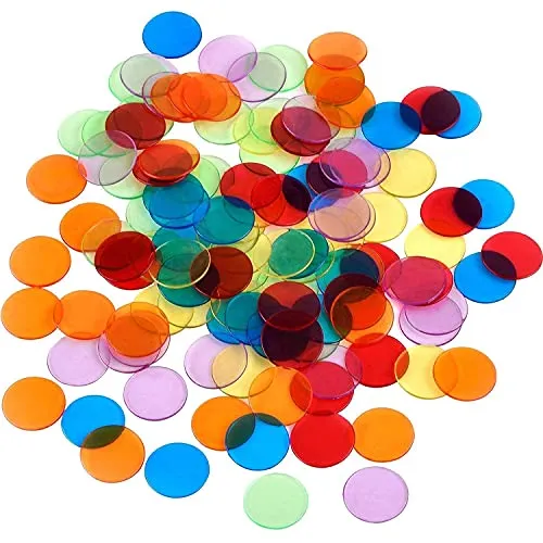 Lvcky 120 Stück transparente Farbzähler Zähler Bingo-Chips Kunststoff Marker mit Aufbewahrungstasche