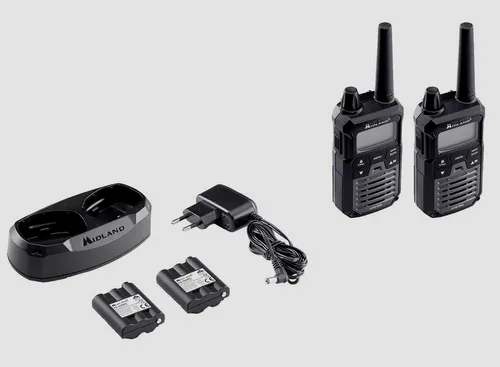 MIDLAND XT 70 PRO Funkgerät Schwarz - 2er Set - Walkie-Talkies mit 16 PMR446 und 69 LPD Kanälen, ideal für ungestörte Gespräche dank Nachrauschunterdrückung und Freisprechfunktion.