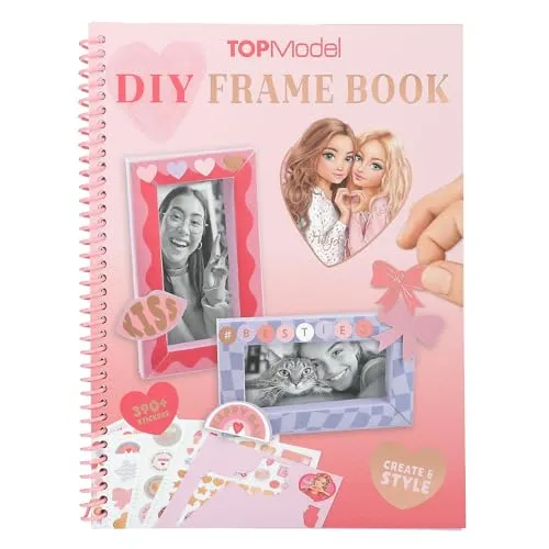 Depesche 13777 TOPModel DIY Frame Book - Bastelbuch zum Falten bunter Bilderrahmen, Kreativbuch inkl. 6 Stickerbogen mit Accessoire-Aufkleber