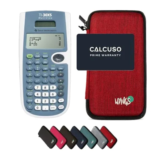 TI-30XS MultiView inkl. WYNGS Schutztasche Rot - Wissenschaftlicher Taschenrechner - Basic Set