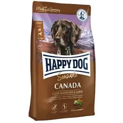 Happy Dog Supreme Canada 4kg - Getreidefreies Hundefutter - Hundefutter für ernährungssensible Hunde, mit Lachs, Kaninchen und Lamm. Ideal für Hunde mit leicht erhöhtem Energiebedarf.