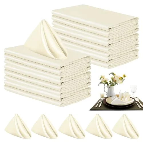 Stoffservietten, 24 Stück Servietten Stoff 43 x 43cm, Leinenservietten, Waschbare Papierservietten für Mittagessen, Restaurant, Hochzeiten, Hotel, Veranstaltungen und Partys