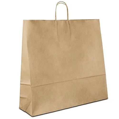 Papiertüten braun mit Kordel-Henkel I 125 Stk. 54+15x49cm I Papiertragetasche für Einzelhandel, Hochzeit, Geburtstag, TO-GO I Geschenktüten aus Kraftpapier I HUTNER