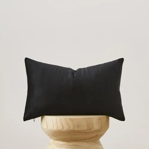 GIGIZAZA 2er Set Samt Kissenbezug Schwarz Dekokissen Lendenkissen Dekorative Kissenhülle Weich Sofakissen Zierkissen deko für Sofa Wohnzimmer Schlafzimmer 30x50 cm