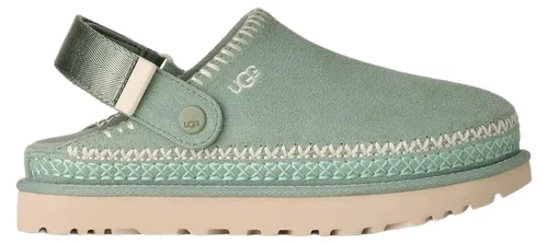 UGG GOLDENSTAR MEADOW Clog Flats mit Klettverschluss in Grün (Größe 5/36) - Bequeme Clogs mit schwenkbarem Klettverschluss und gepolsterter Innensohle für optimalen Tragekomfort. Ideal für den lässigen Alltag, aus hochwertigem Veloursleder gefertigt.