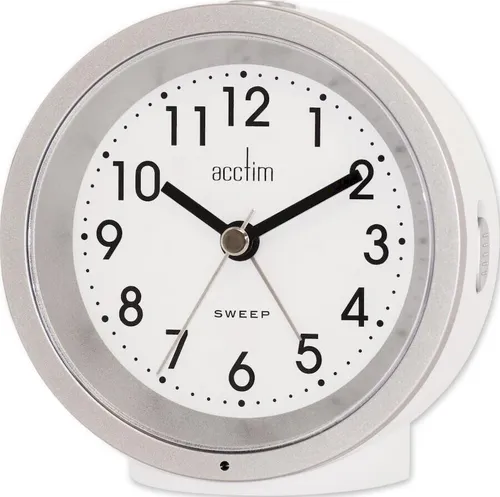Acctim CALEB Wecker - Quarz - 16072 - Wecker mit schleichender Sekunde und Lichtsensor, perfekt für ein sanftes Aufwachen. Ideal für Unisex und mit stilvollem weißen Design.