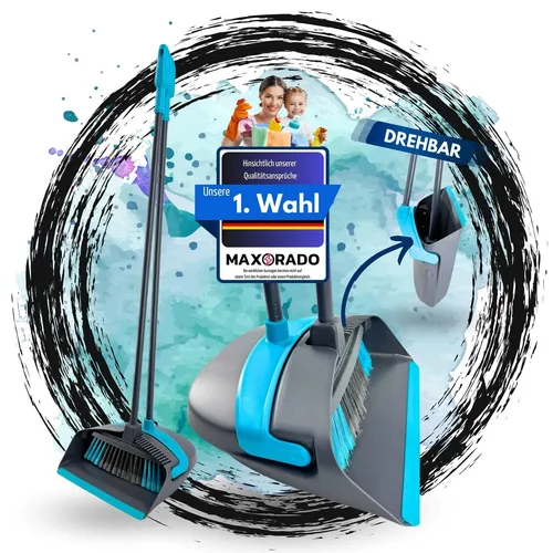 Handfeger und Schaufel lang Langer Stiel Kehrblech Kehrgarnitur Set drehbar groß