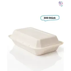 Blanc HYGIENIC Lunchboxen aus Bagasse - 300 biologisch abbaubare Boxen - Sonstige Badaccessoires, umweltfreundlich, robust und geeignet für warme Speisen, Mikrowelle und Kühlschrank. Ideal für Gastronomie, Events und private Nutzung.