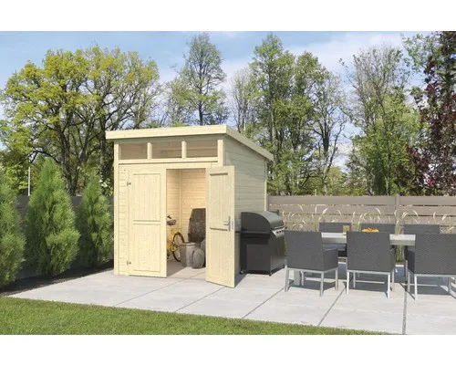Gartenhaus Holz 28mm KIBO 2 - 200x250cm - Gartenhaus mit 28mm Wandstärke aus hochwertigem Holz, ideal für die Lagerung von Gartengeräten und Outdoor-Möbeln. Perfekt für Gärten bis 10 m².
