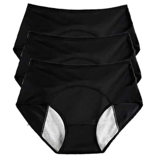 Inkontinenzslips für Damen - Waschbar & Atmungsaktiv, 3 Stück - Inkontinenz Schutzhosen & Unterwäsche, mit verlängerter Passform für optimalen Schutz und atmungsaktiver Baumwolle für höchsten Komfort.