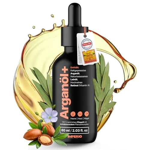 IMPERIO Arganöl kaltgepresst mit Retinol | 60ml | Multitalent für Haar, Haut & Nägel